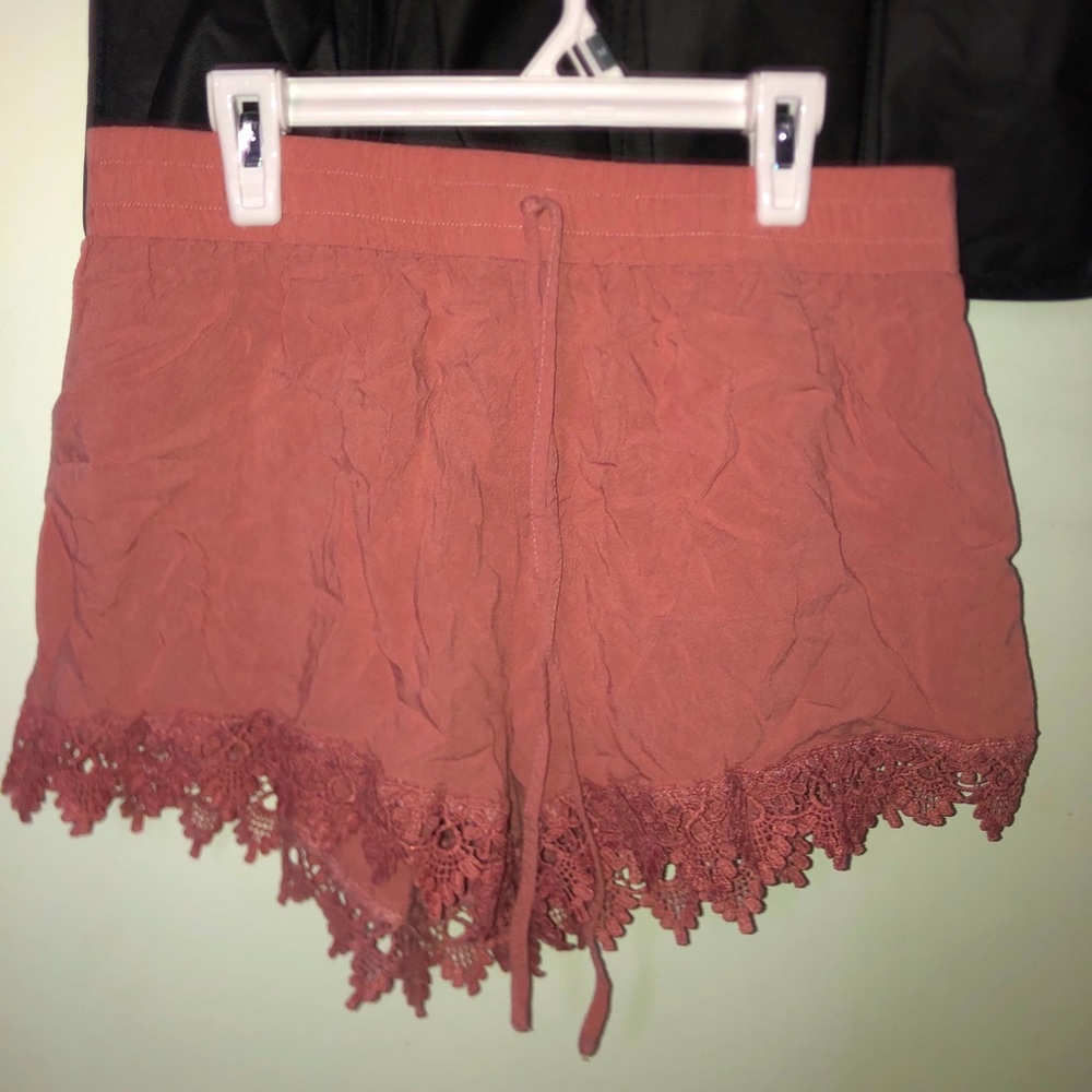 Ambiance Womens Mauve Shorts with Floral on Bottom